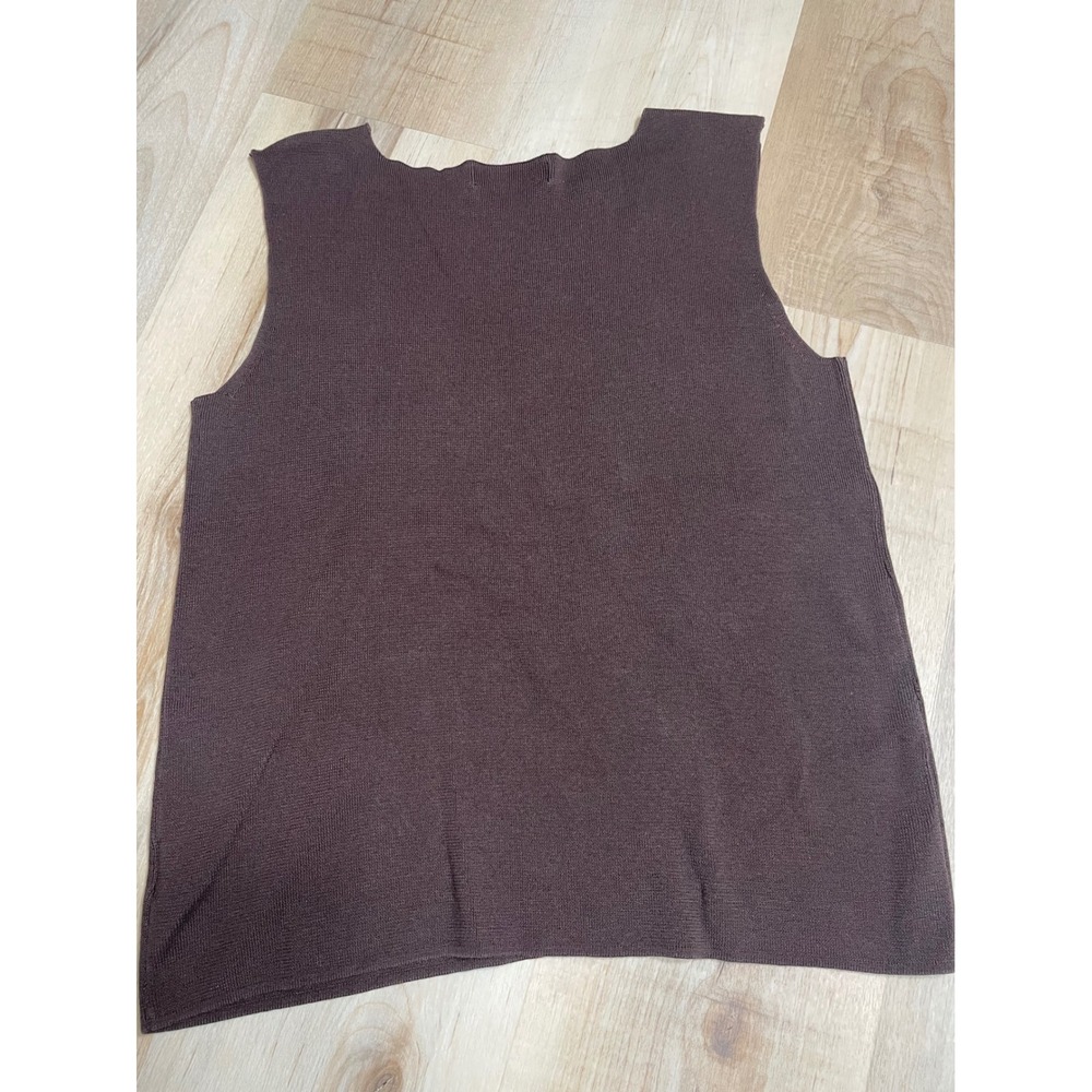 Coldwater Creek Brown Silk Cotton Knit Shell Sleeveless Sweater Top Large - Picture 8 of 8